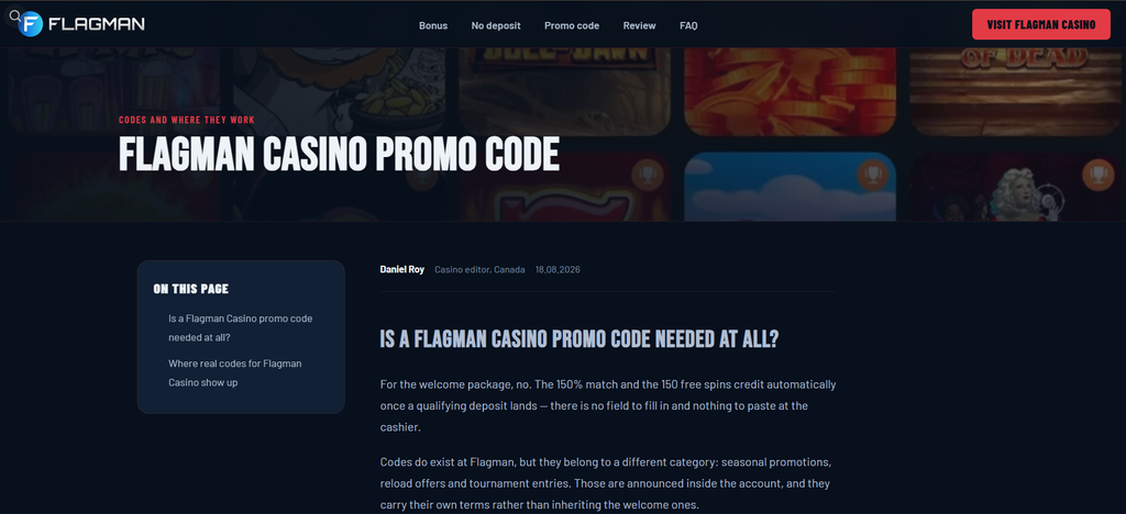 The assigned slot at Flagman, as published