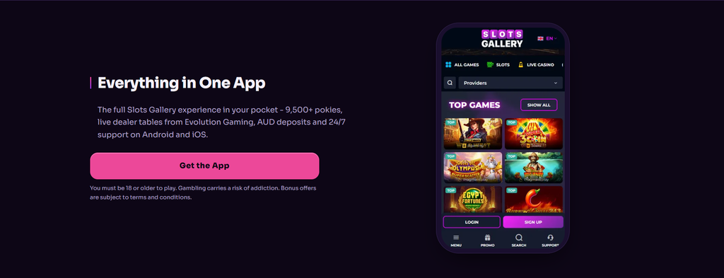 The promo code field at Slots Gallery, as published